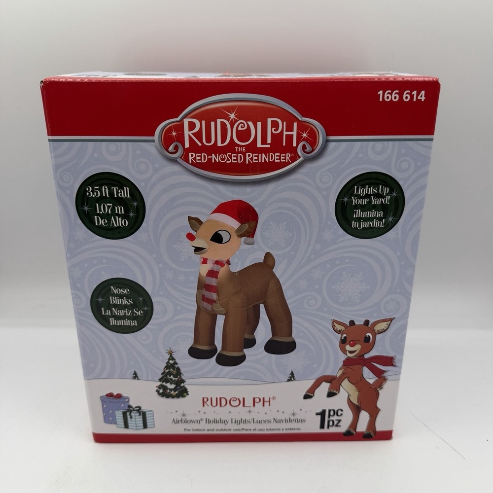Gemmy Rudolph the Red Nosed Reindeer 3.5 Ft Inflatable Airblown Christmas Decor